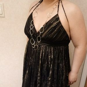 Gold and black halter top dress by Arden B